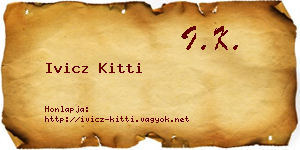 Ivicz Kitti névjegykártya